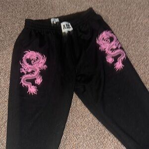 Adika black pink dragon sweatpants!